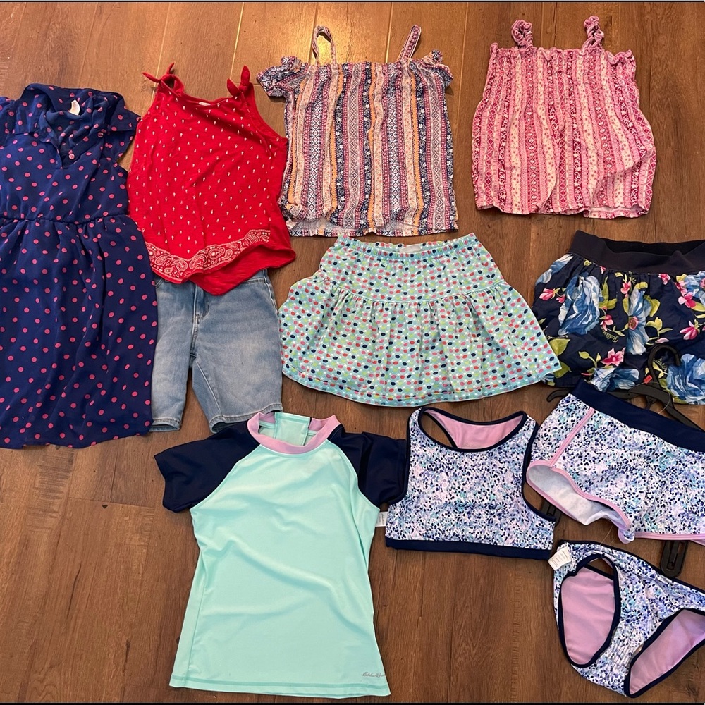 Girls 10/12 lot! dress, shirts, skirts, swim wear. Eddie Bower, Hollister, CP